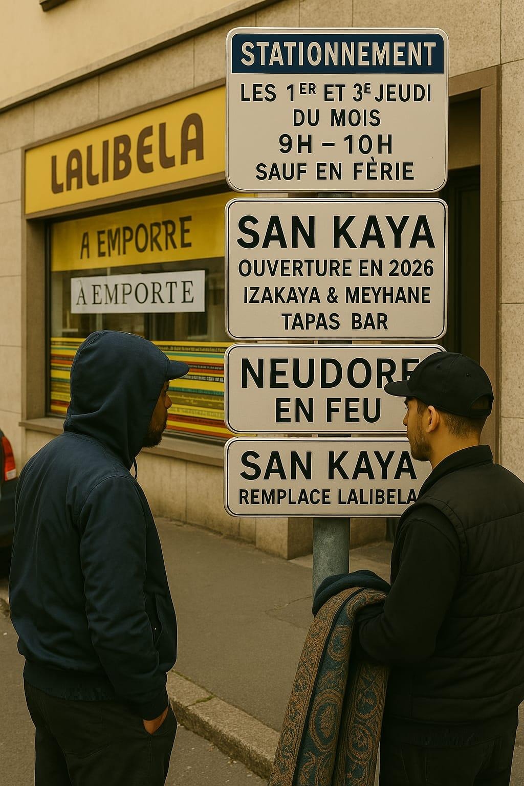 San Kaya remplace Lalibela - Panneau d'information à Neudorf